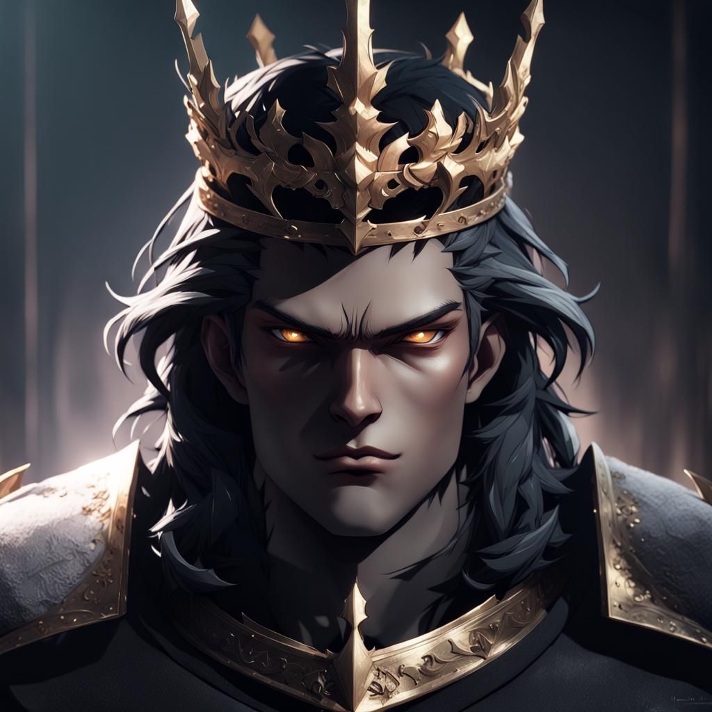 Intense Shadow King Portrait in Anime Style