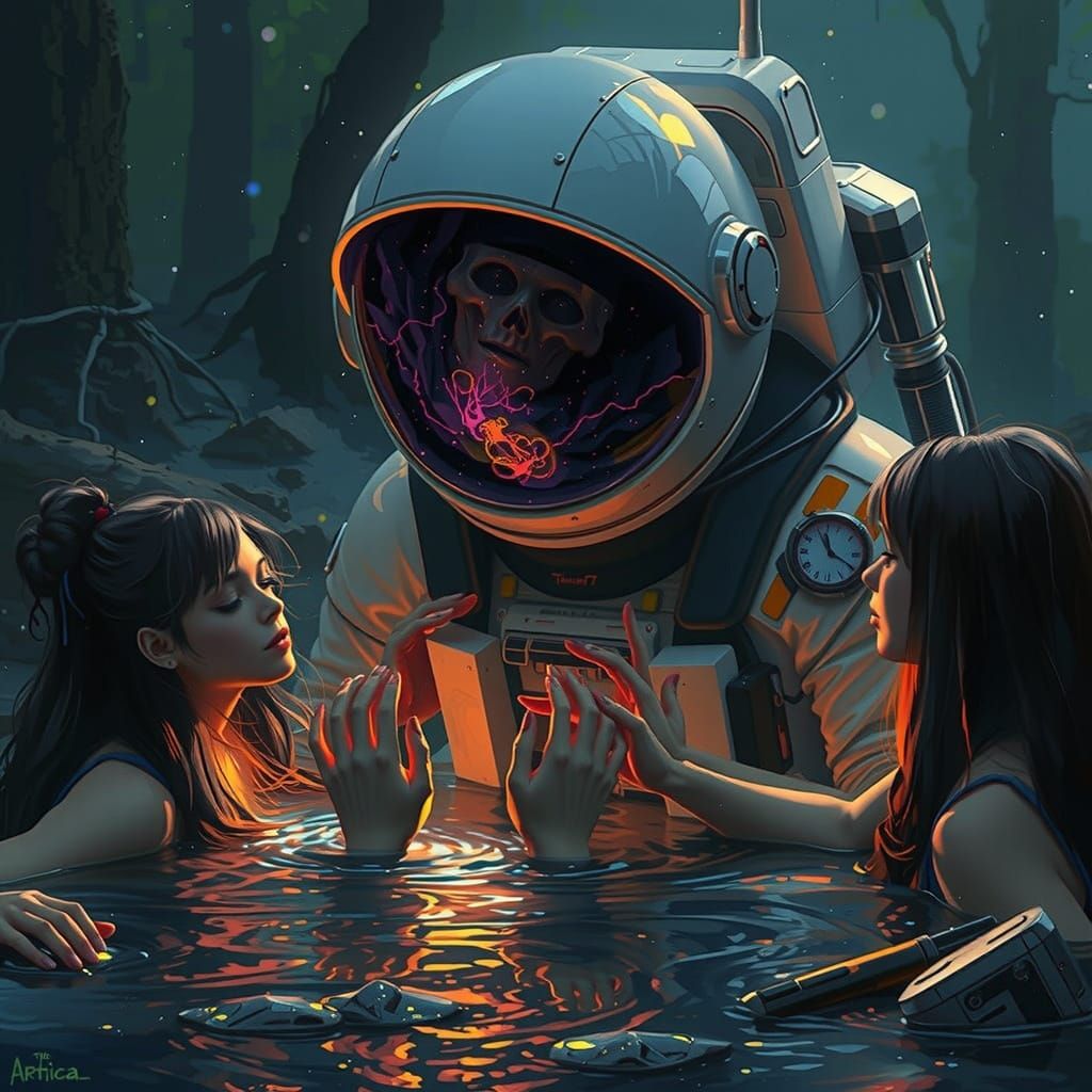 Astronaut Encounters Enigmatic Water Nymphs in Dark Fantasy ...