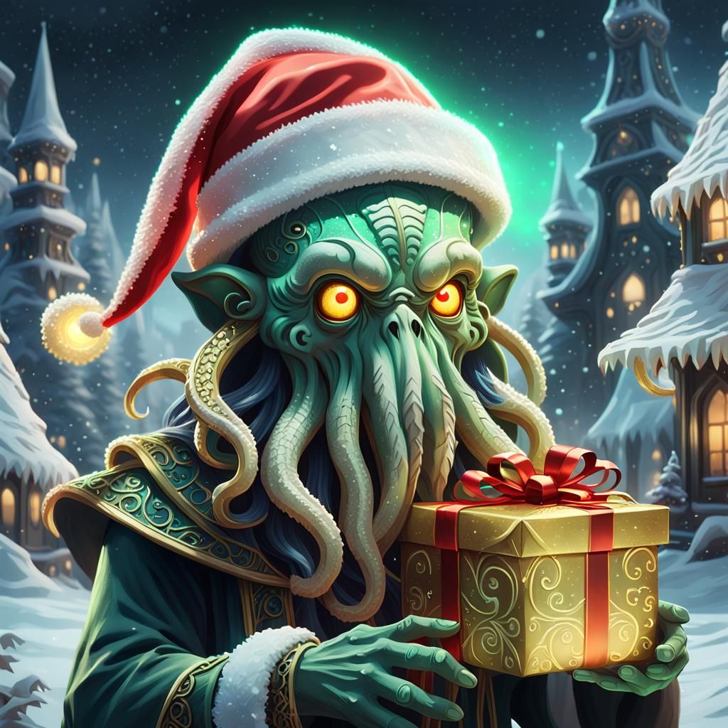 Cthulhu's Neon Christmas Joy