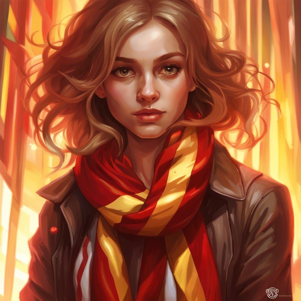 Gryffindor Girl Portrait in Hyperdetailed Style