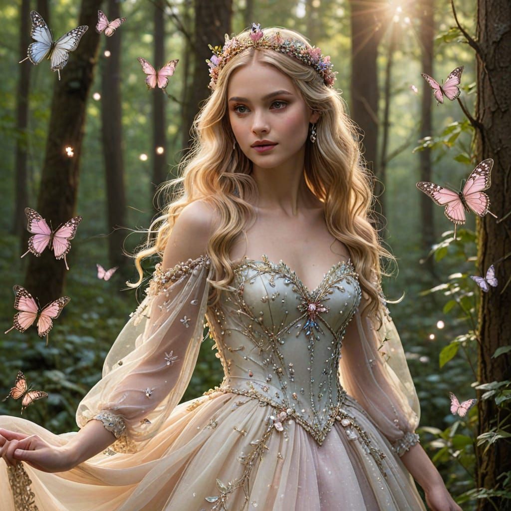 Ethereal Fairy Tale Princess in Enchanted Forest