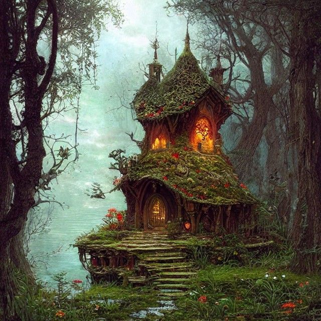 Enigmatic Fairy House by the Lake