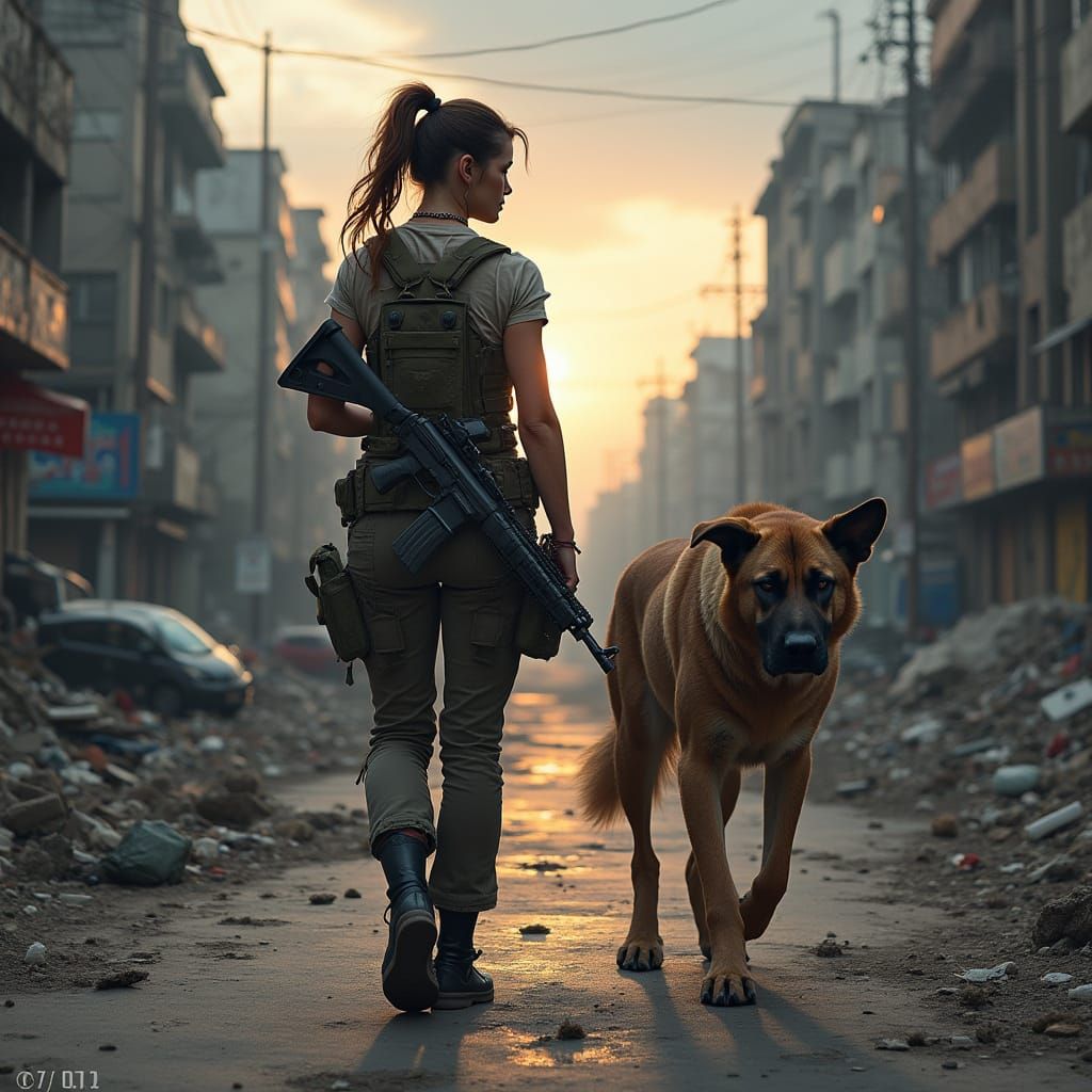 War-Torn Survivor in Gritty Futurism Style