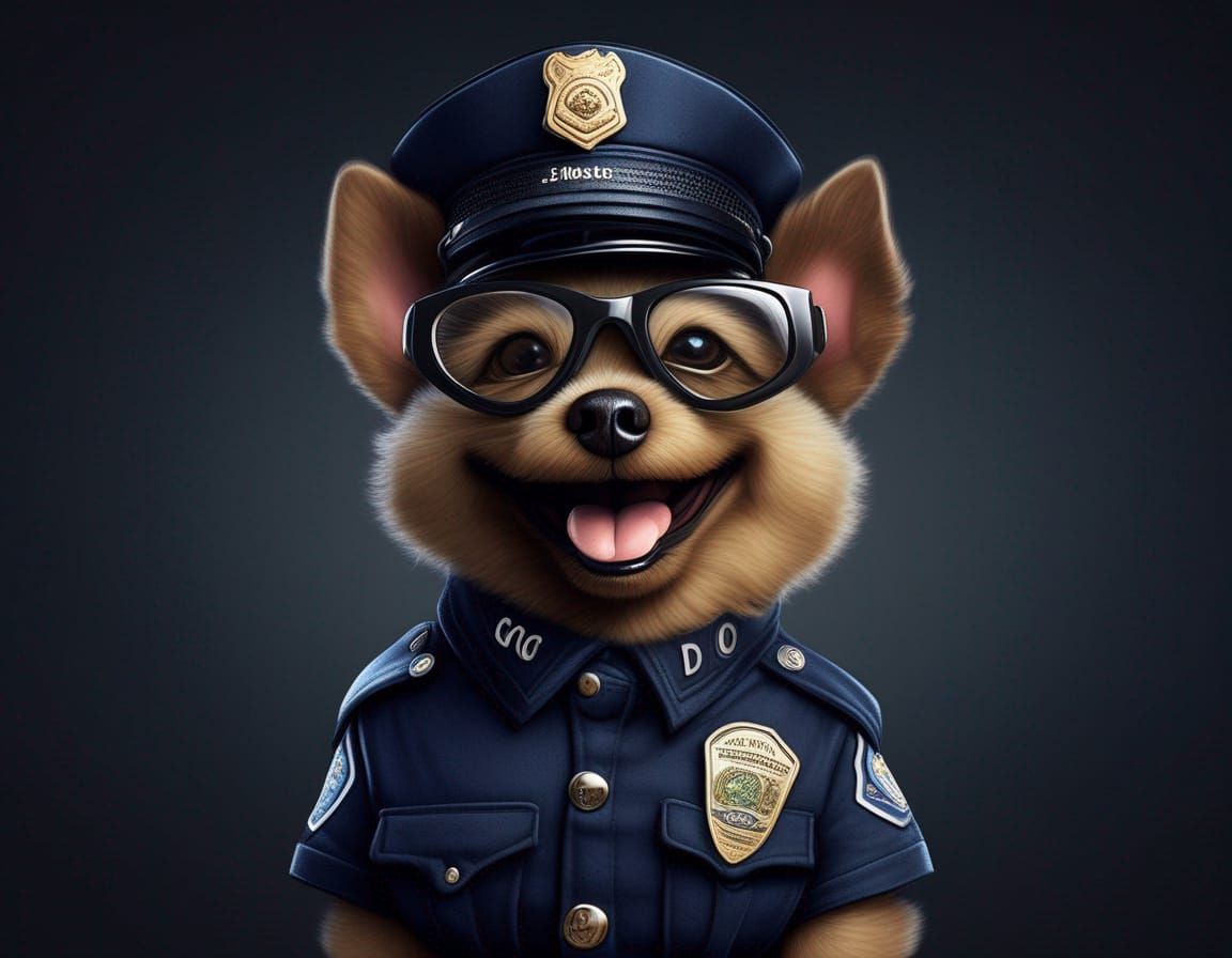 Dog Policeman in 3D Hyperrealistic Style