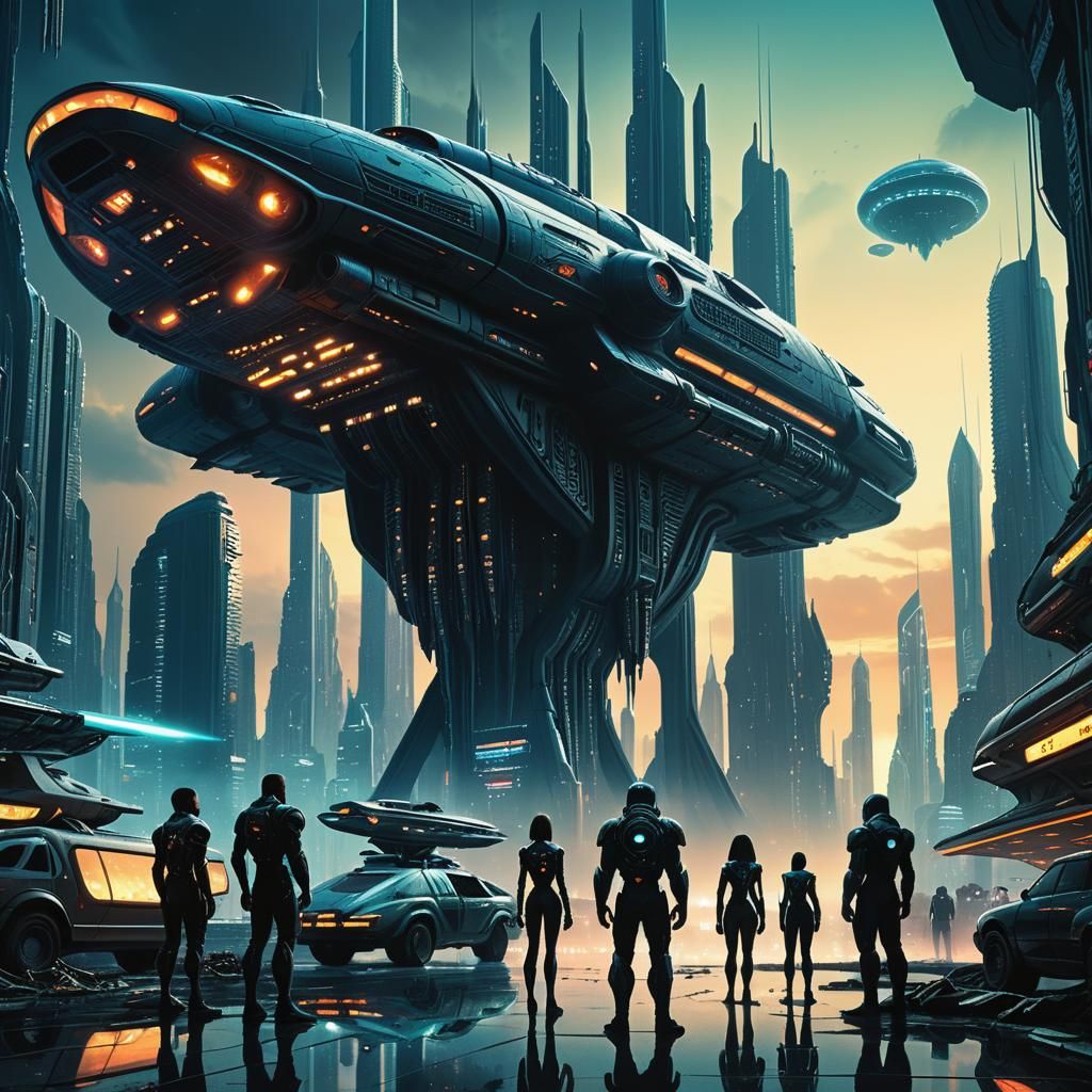 Heroes Defend Futuristic City from Alien Invasion