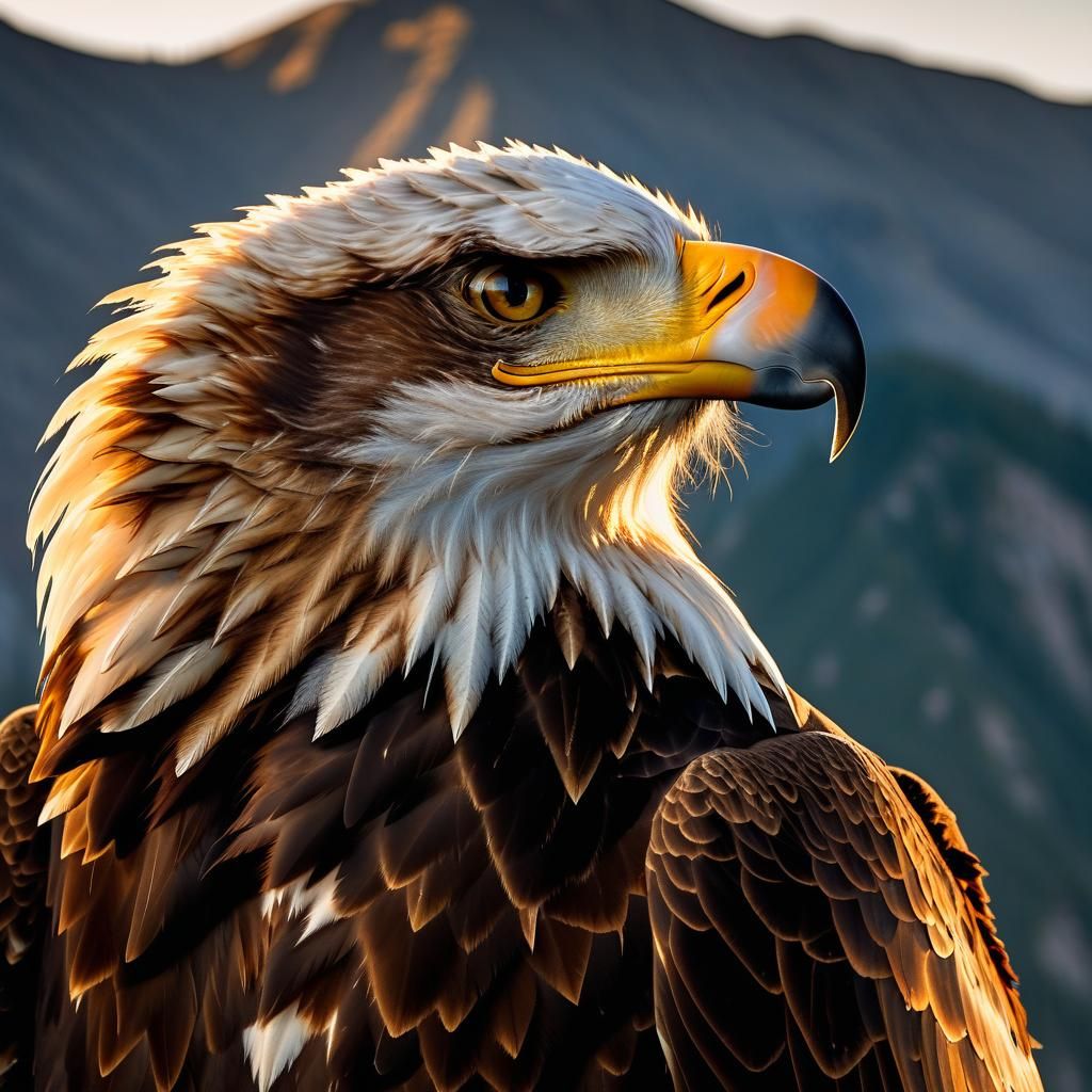 Majestic Eagle Portrait in Golden Hour Light