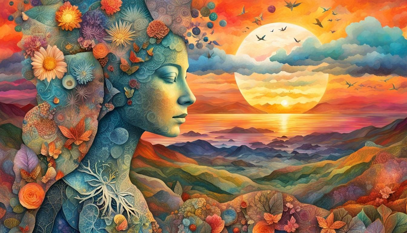 Mesmerizing Bio Art Paper Collage in 8K