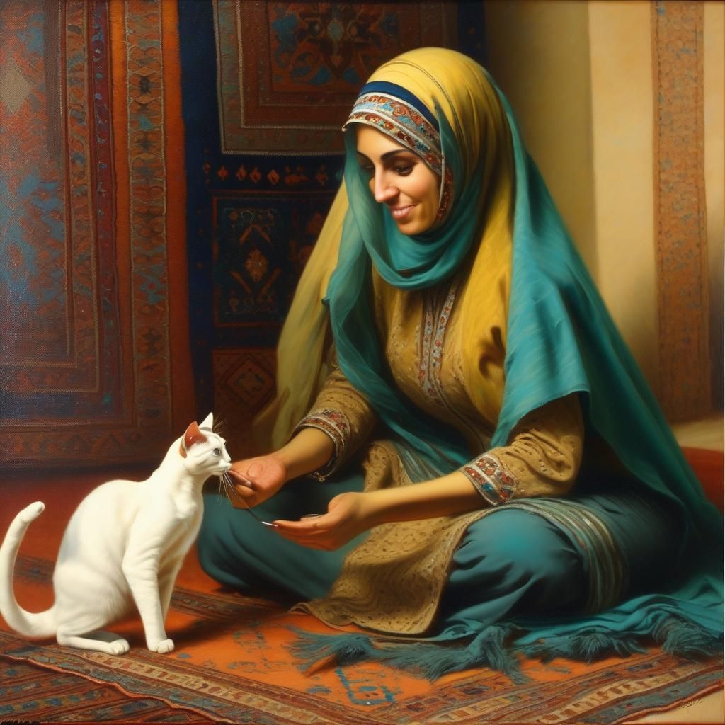 Arab woman with cat (2)