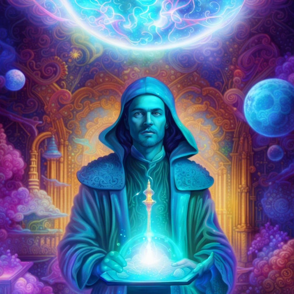 Baroque Alien Sorcerer: Holographic Cosmic Illustration