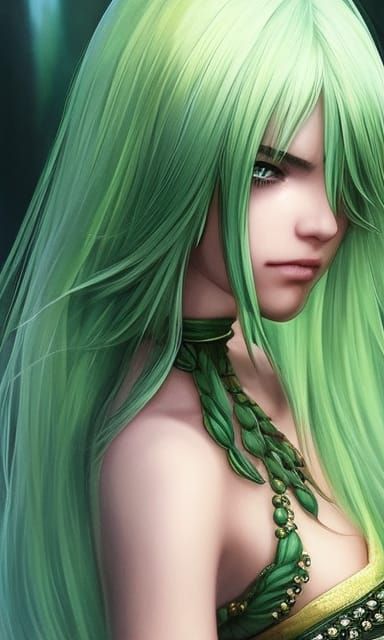 Rydia in Lush Fantasy Scenery: Digital Illustration
