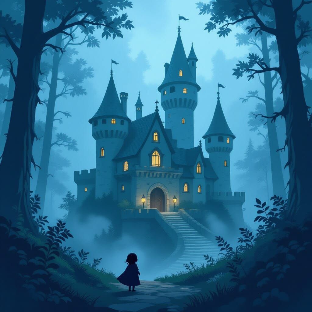 Enchanted Chibi Castle in Misty Forest