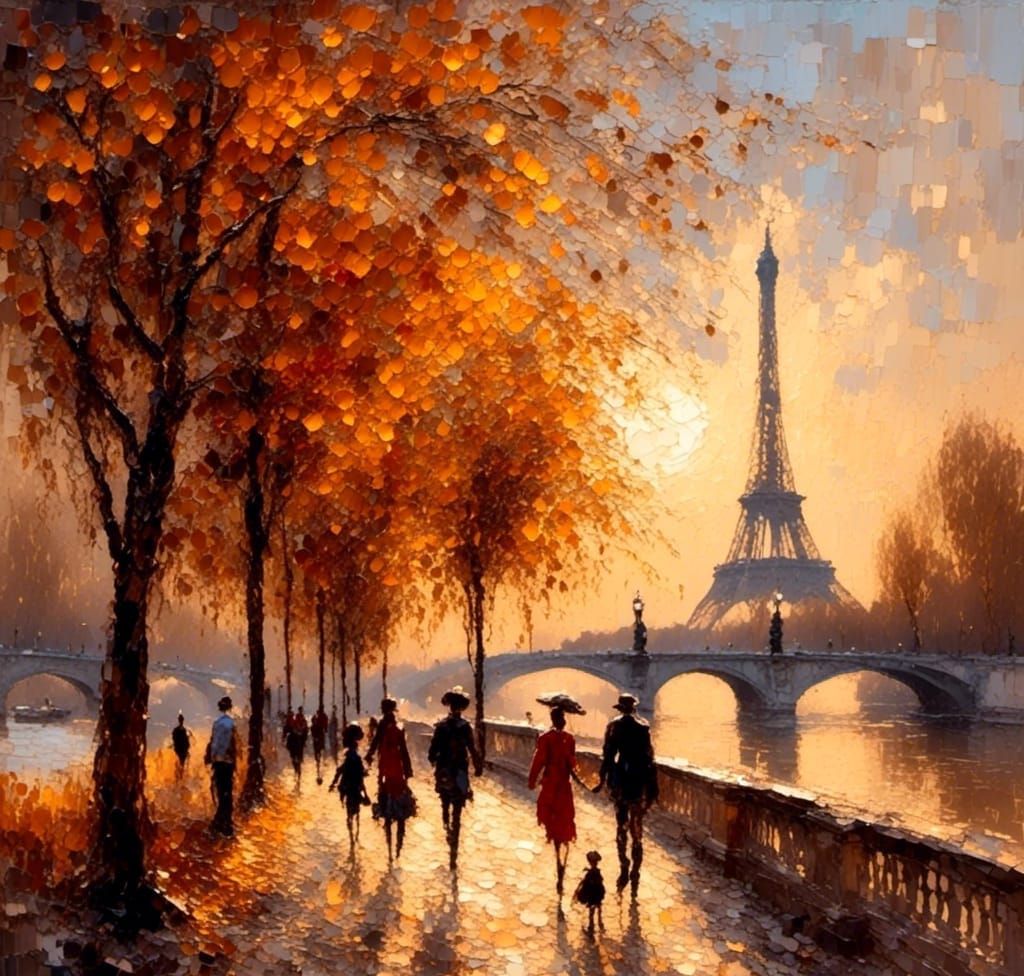 Paris in Impressionist Oil Painting Style