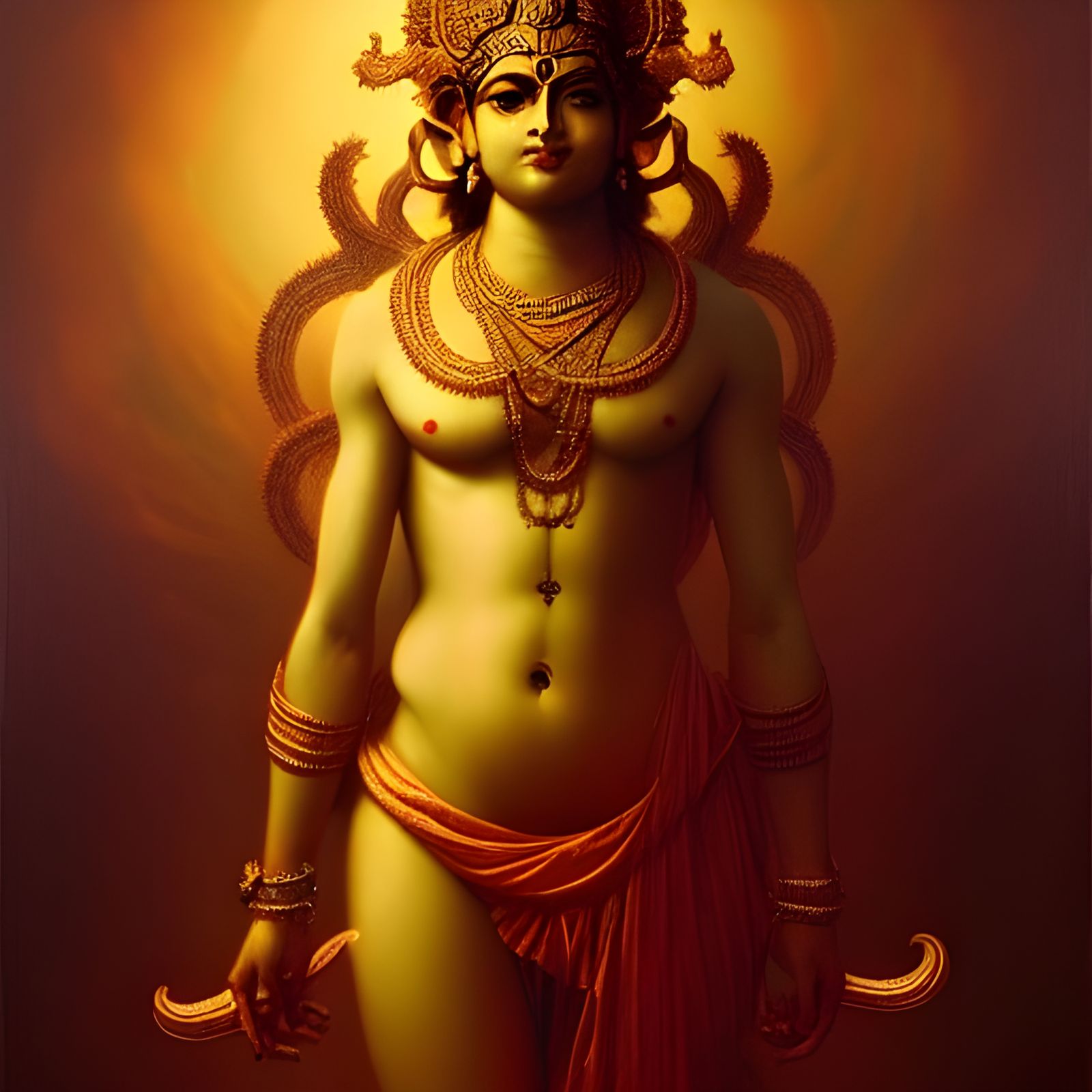 Dhata: Hindu God of Health in Detailed Oil Painting