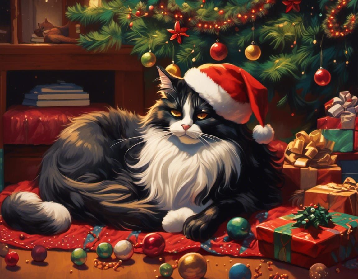 Santa Claus Asleep Under Christmas Tree