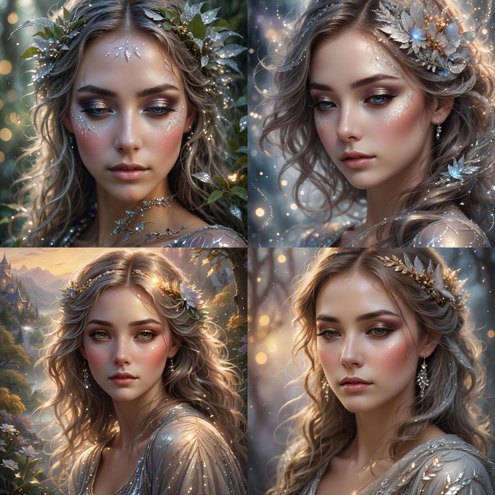 Girl with Silver Eyeshadow in Ethereal Fantasy Style