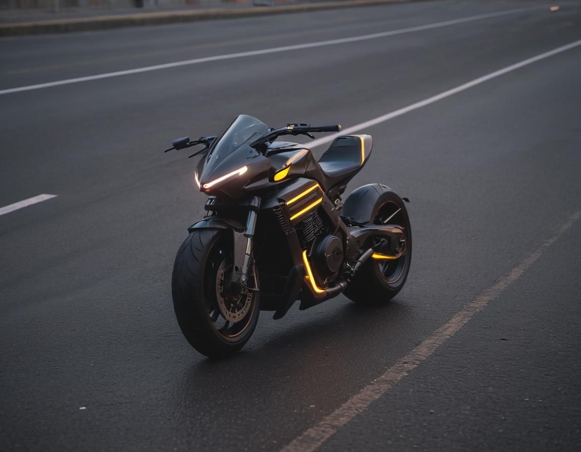 Cyberpunk Motorcycle on Neon Highway
