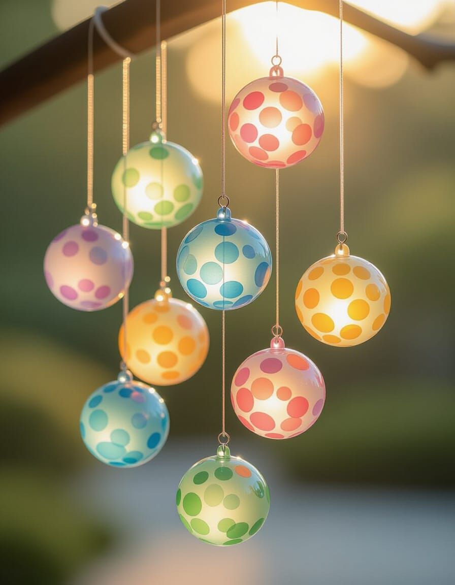 Serene Japanese Glass Wind Chimes in Warm Sunlight