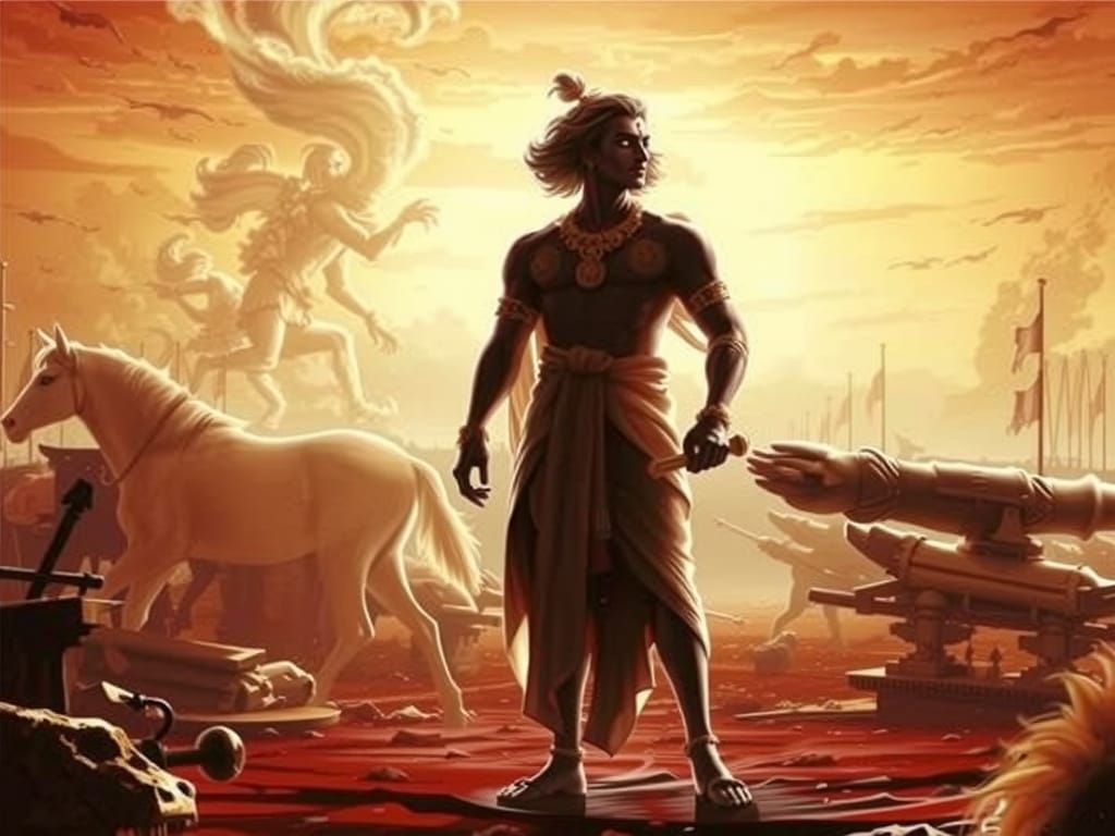 Krishna on Kurukshetra Battlefield, Golden Sunset