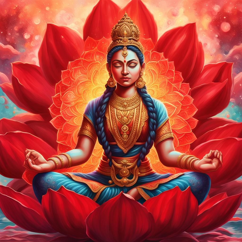 Goddess Lalita Sends Healing Energy: Hyperrealistic Splash A...