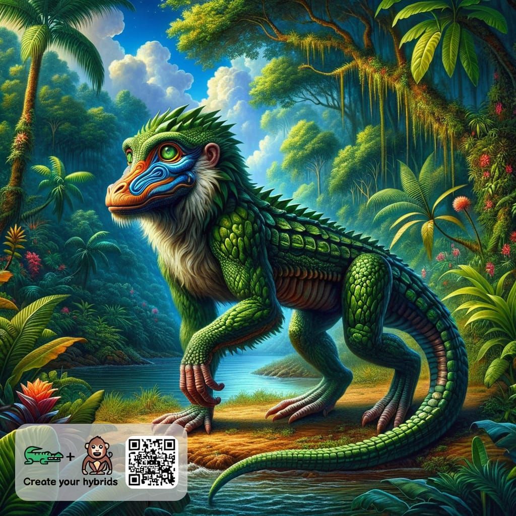 Crocodile Monkey Hybrid Creature Cartoon