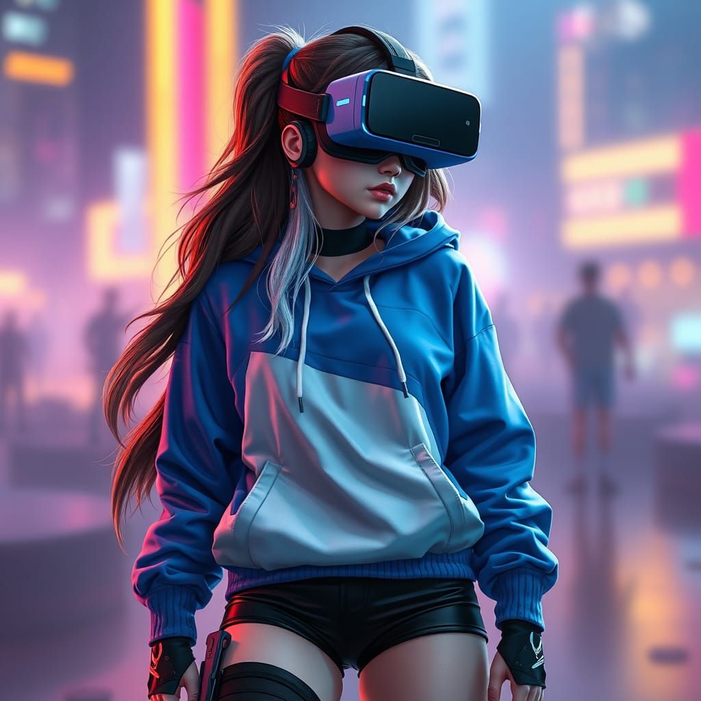 Girl in VR Headset Inspired by Simon Stalenhag