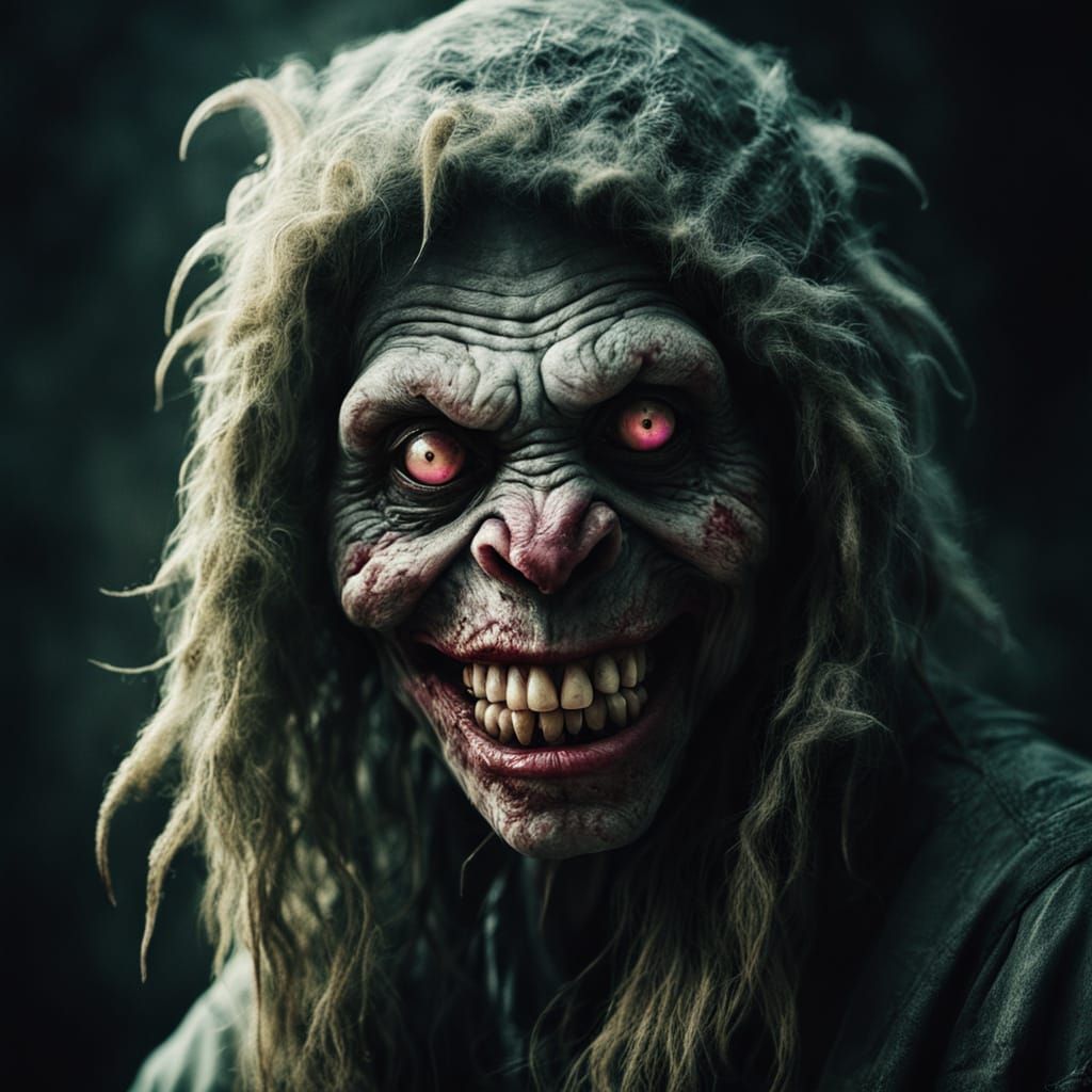 Hyper-Realistic Zombie Monkey Monster Clown Portrait