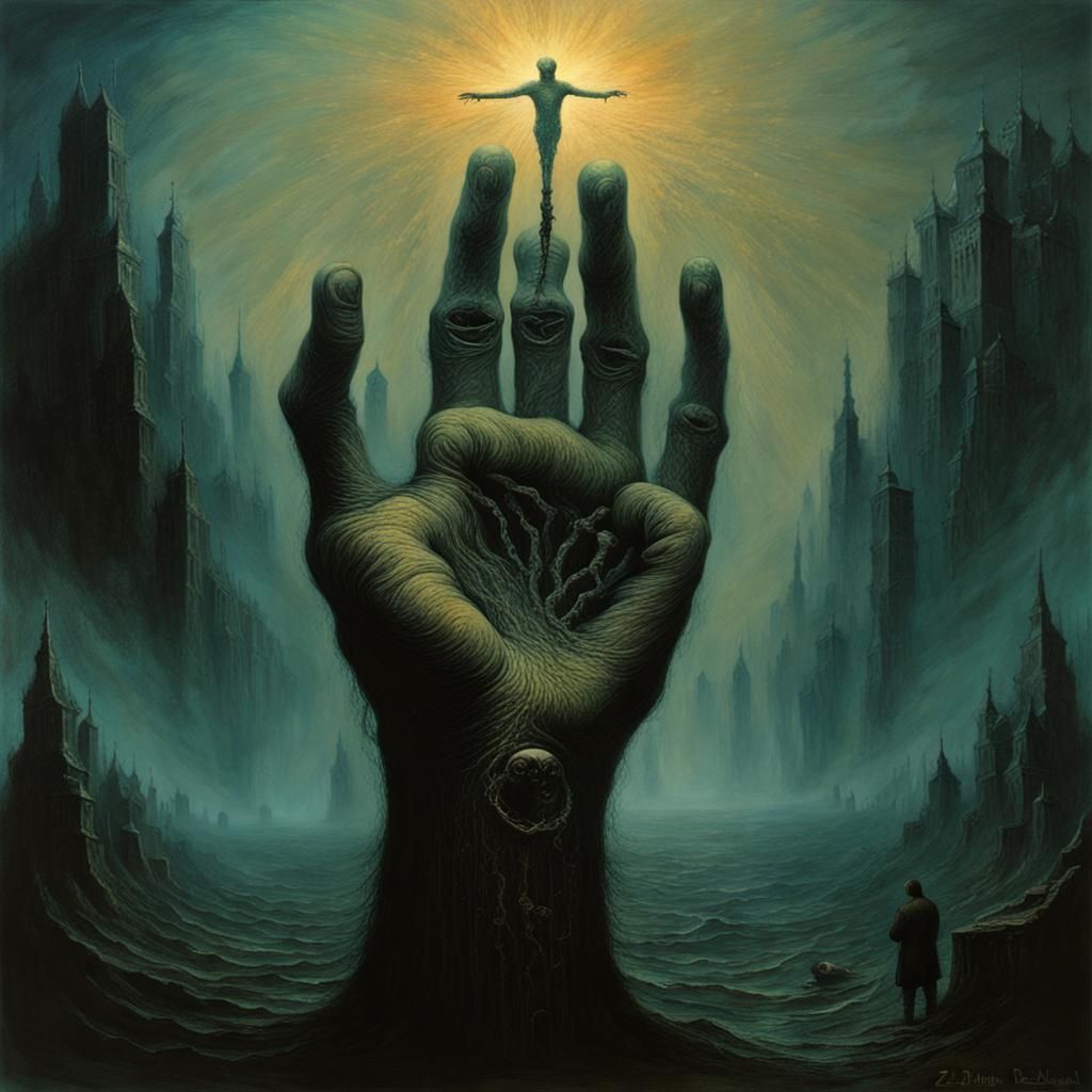 Eerie Hand of Glory in Surrealist Style