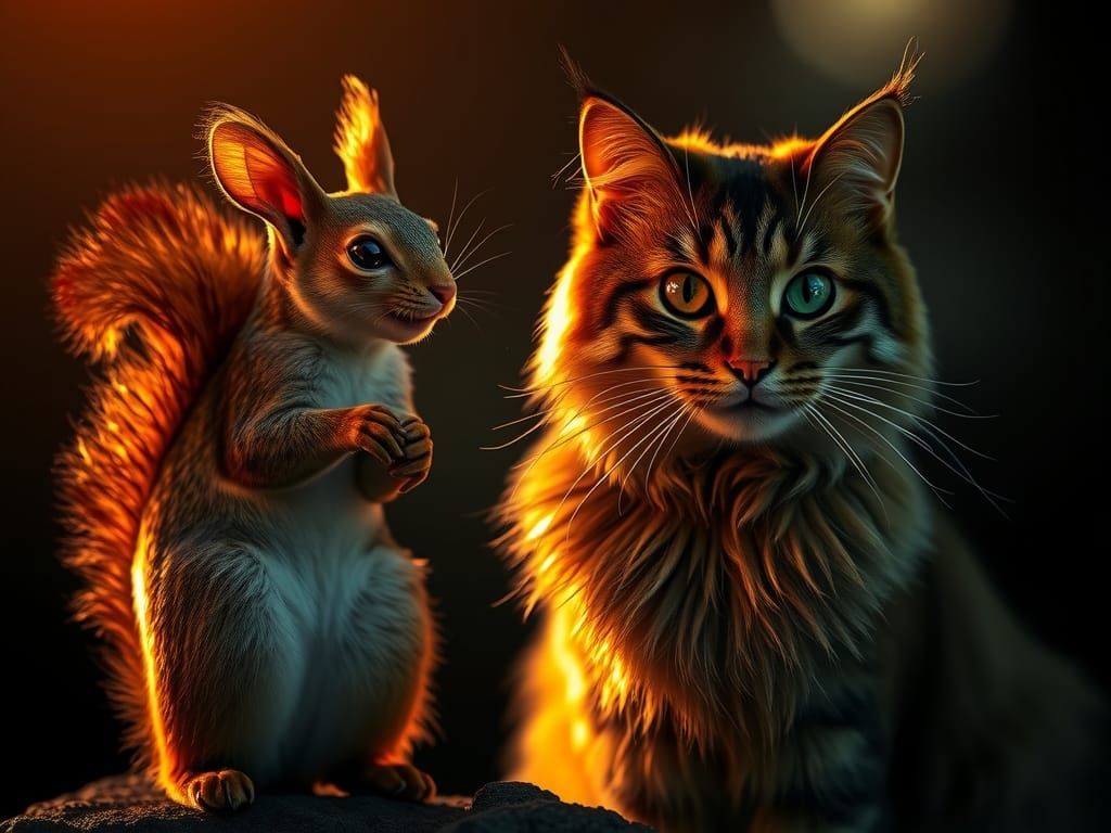 A Squirrel and a Cat