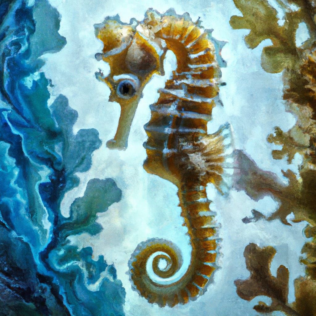 Detailed Seahorse Watercolour Art Masterpiece