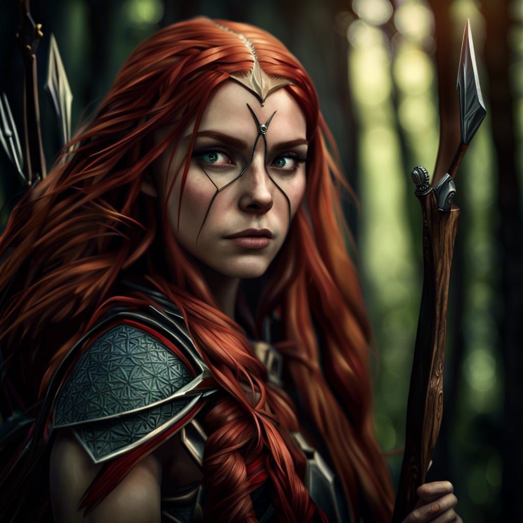 Hyperrealistic Elf Girl Portrait in Forest