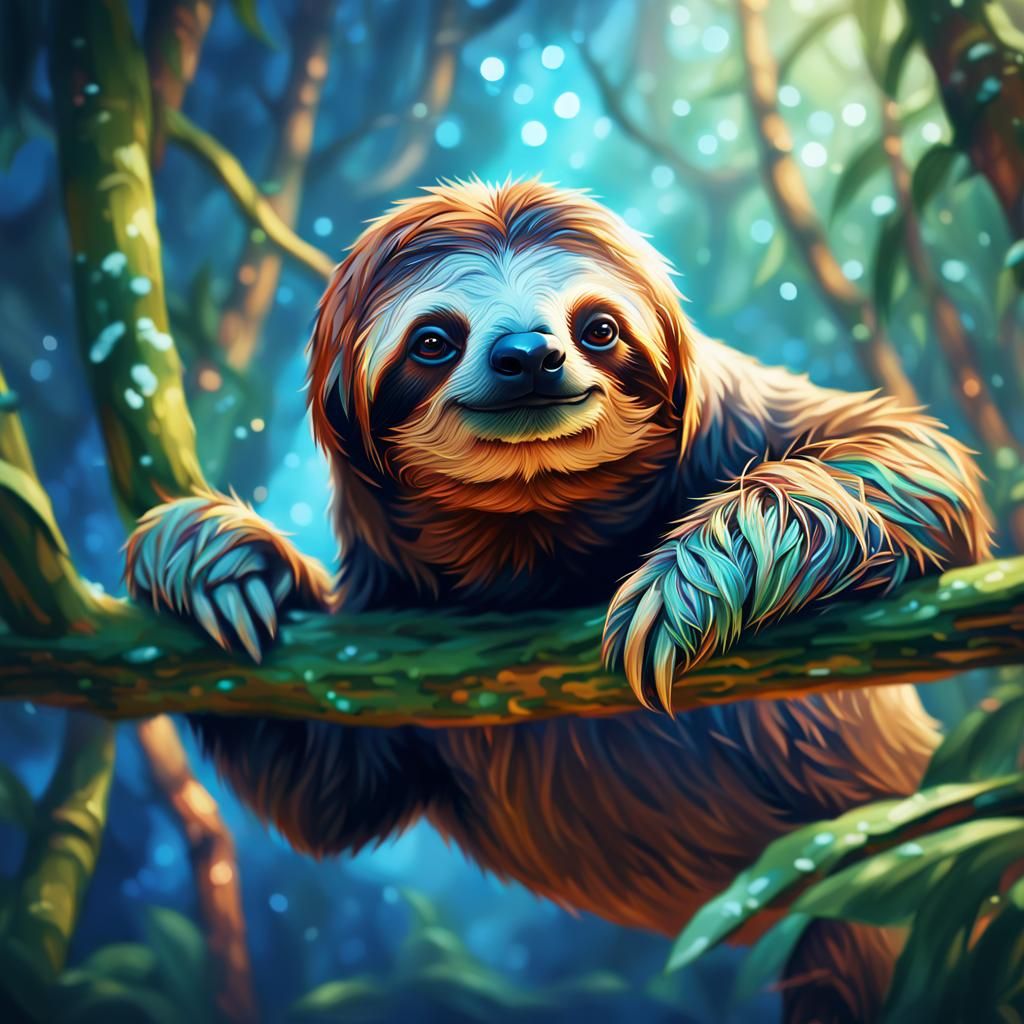 Sloth Portrait in Pixel Art Style