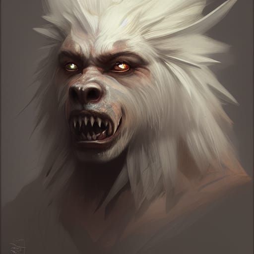 Albino Gnoll Portrait in Artgerm Style