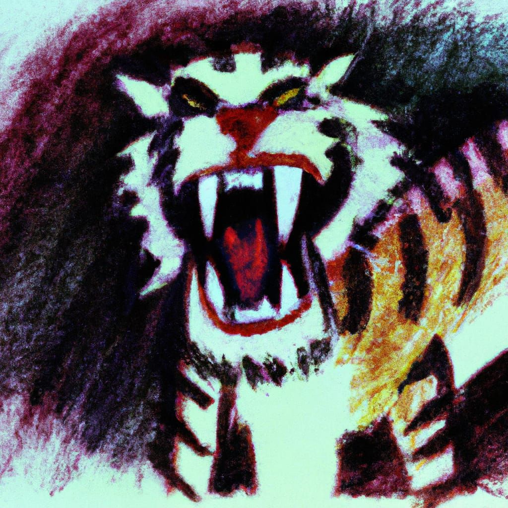 Fierce Roaring Tiger in Comic Noir Style