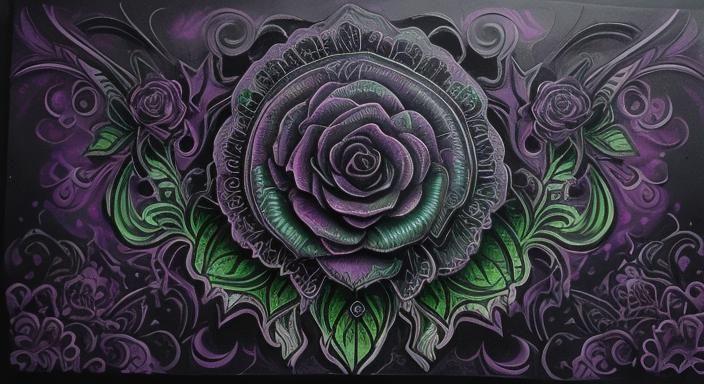 Gothic Zentangle Black Roses Graffiti Art