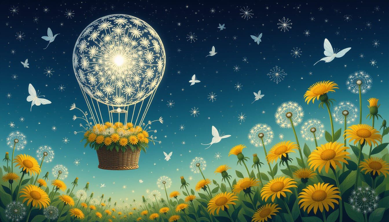 Ethereal Filigree Being in Dandelion Balloon