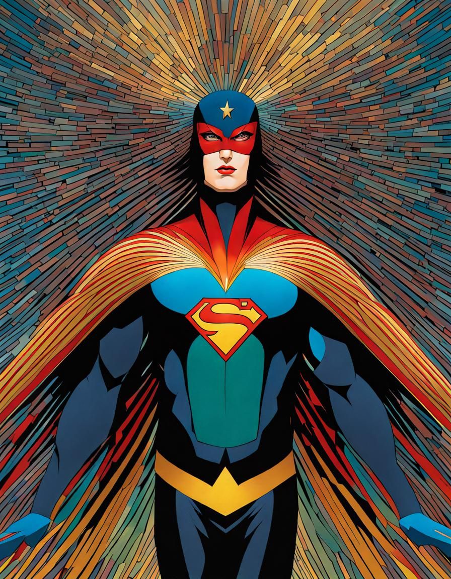 Superhero in Flight: Symmetrical Composition