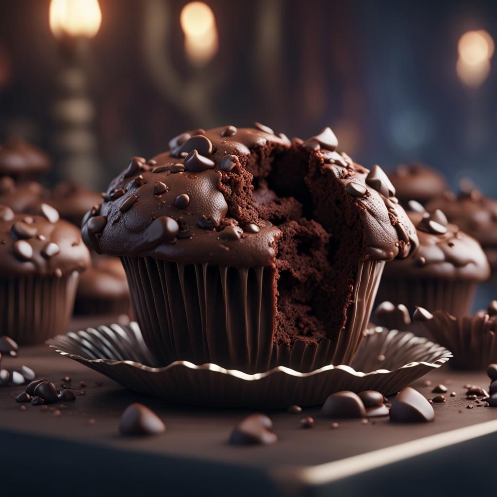 Detailed Matte Painting of Double Chocolate Muffin