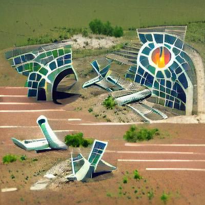 Solarpunk Airport Ruins: Nature and Technology
