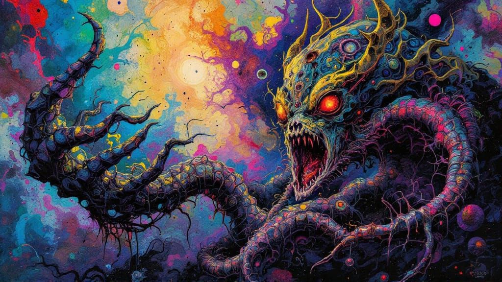 Surreal Abstract Expressionist Masterpiece with Cryptid Taxi...