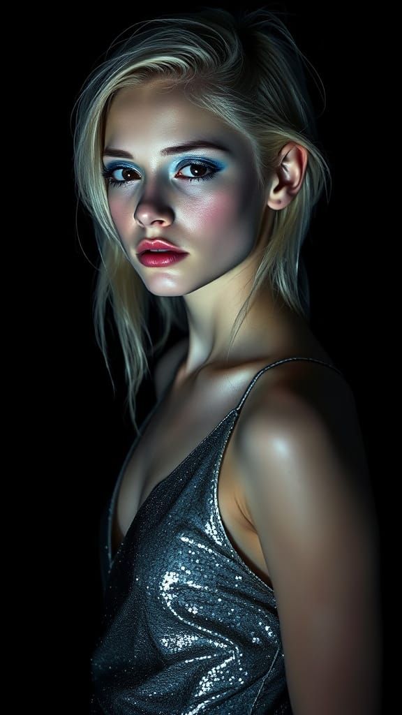 Hyperrealistic 90s Supermodel Portrait in Dramatic Lighting