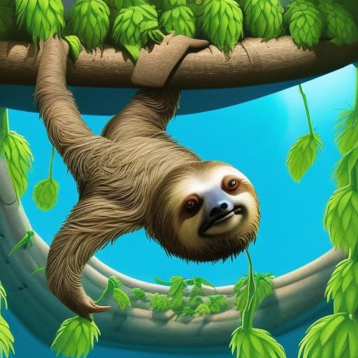 Sloth Bathes in Hops: 3D Comic Book Art