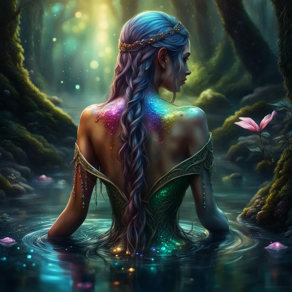 Liquid Jewel Elf in Detailed Dark Fantasy