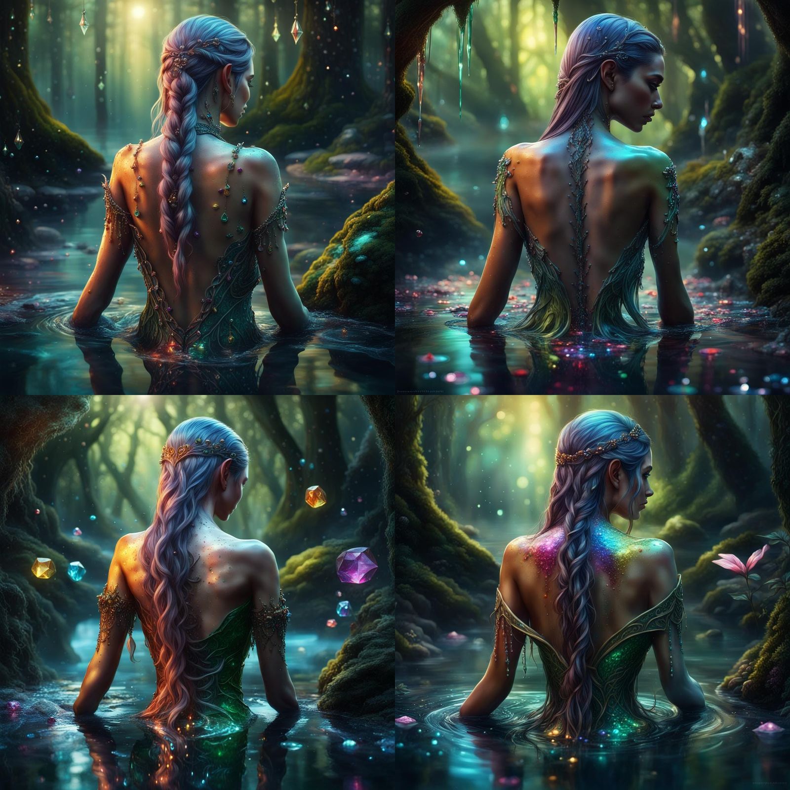 Jeweled Elf in Dark Fantasy Forest