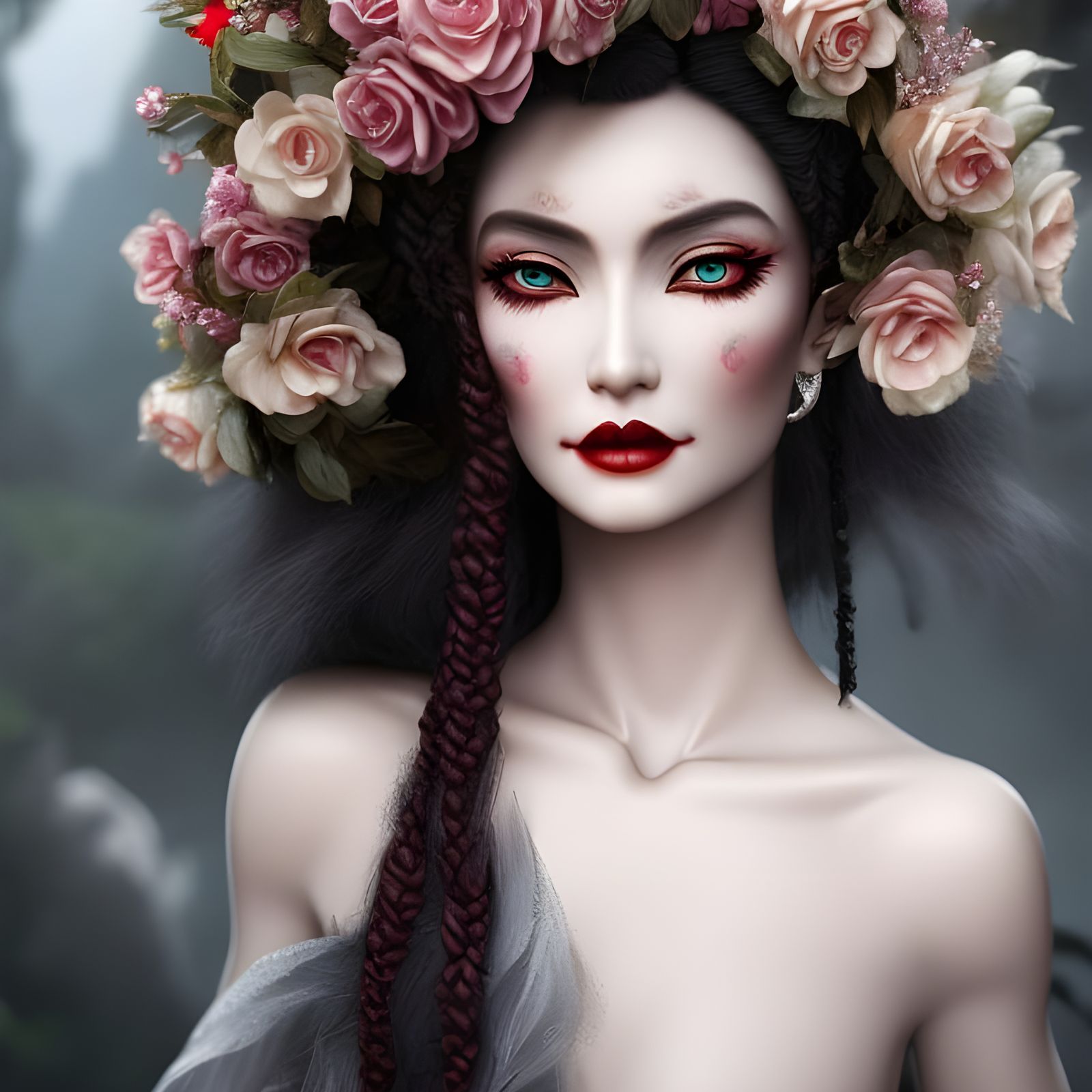 Vampire Goddess Portrait in Baroque Style