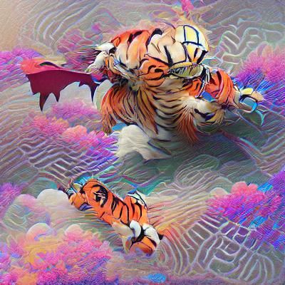 Colorful Fantasy Tiger in Surreal Landscape