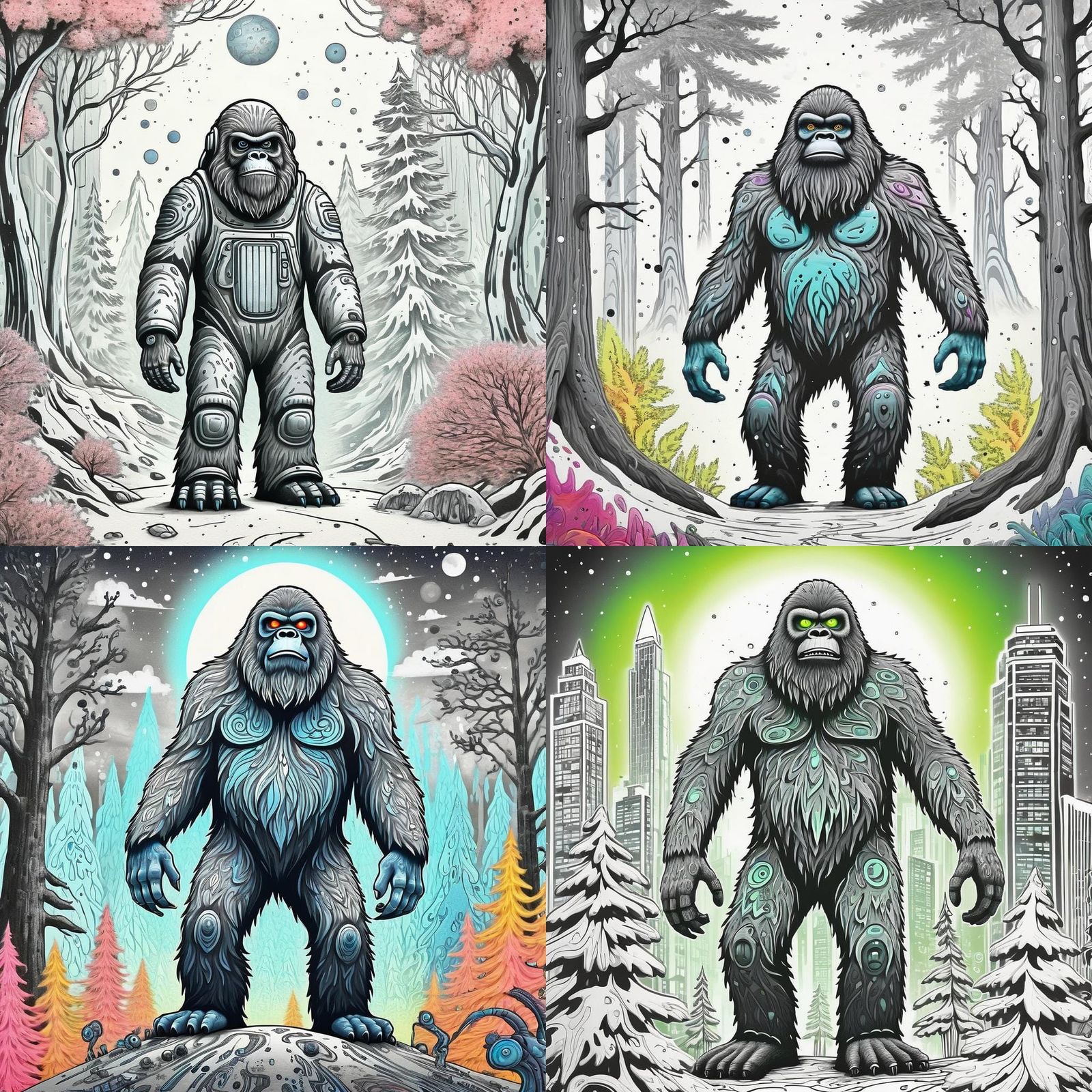Space Sasquatch in Graffiti Art Style