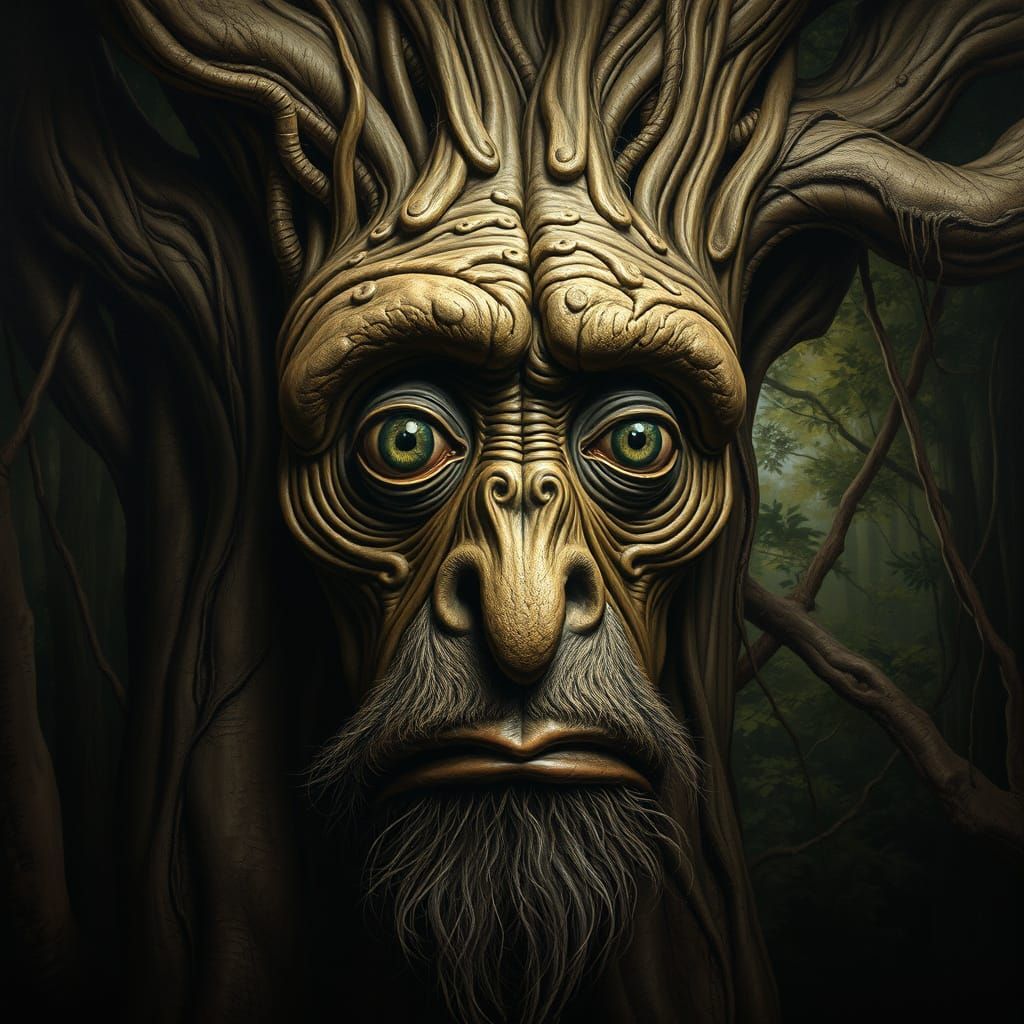 Wise Old Tree in Hyperrealistic Renaissance Style