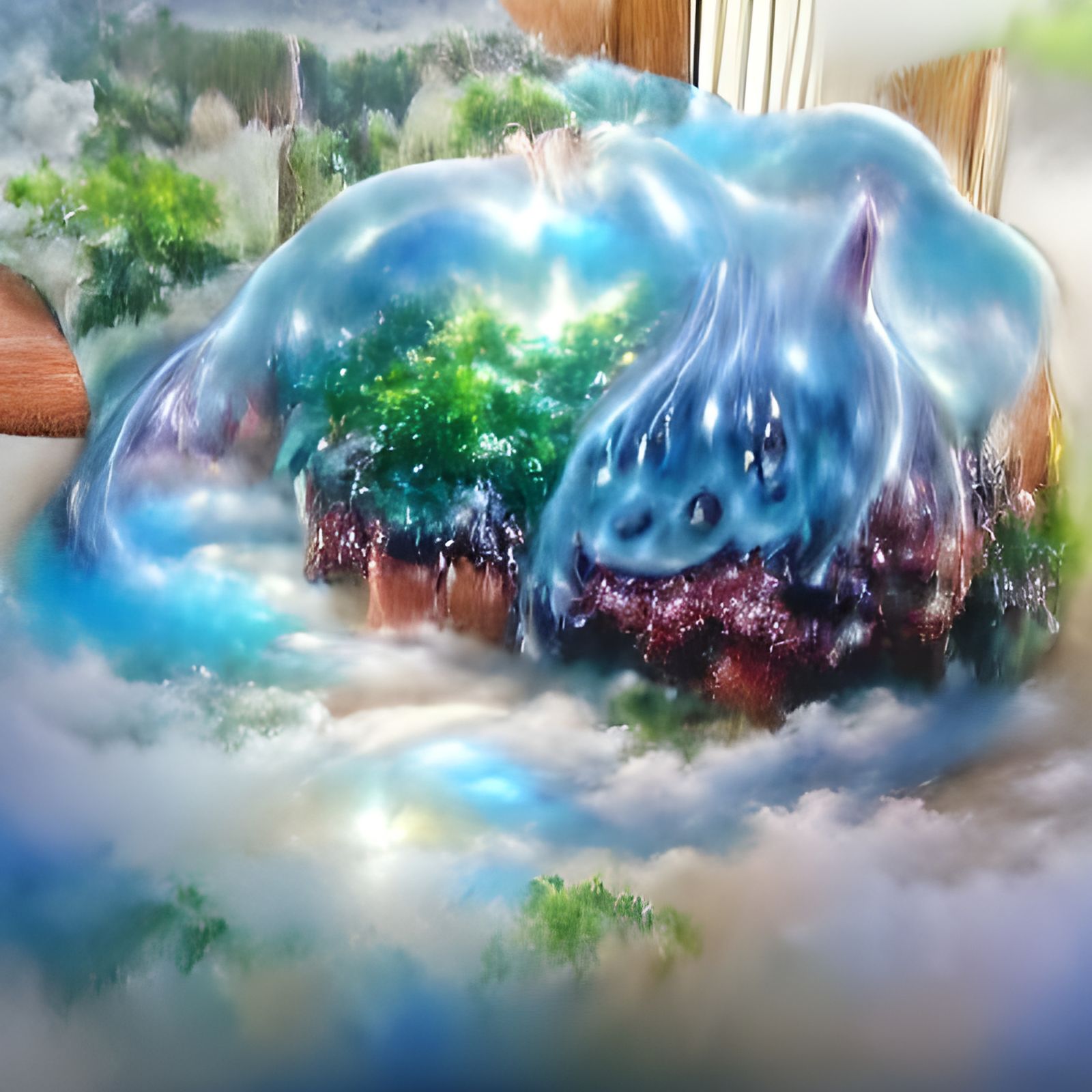 Ethereal Fantasy Slime Reincarnation in Kinkade Style