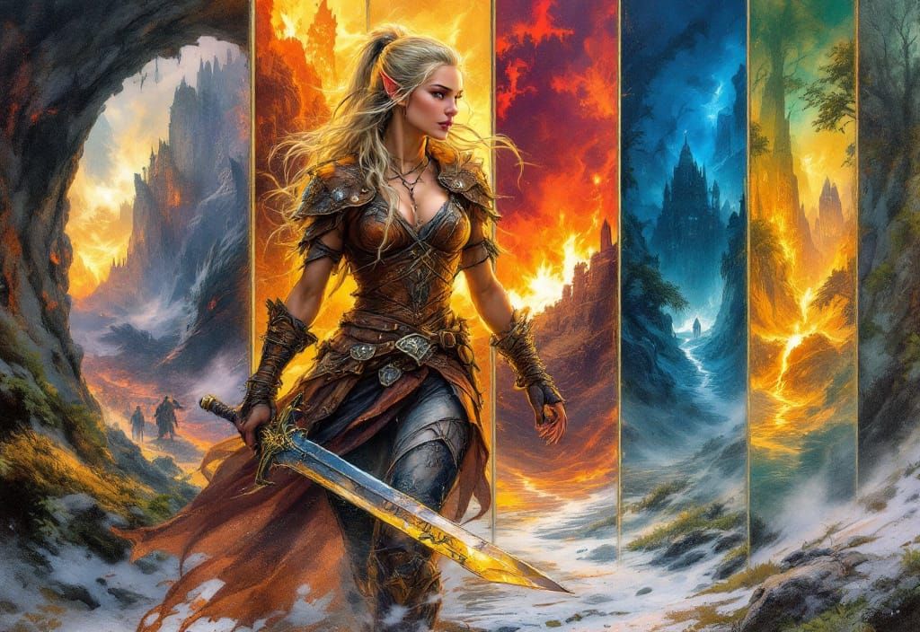 Elven Warrior's Journey Through Fantasy Realms