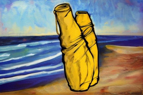 Surreal Marble Sack and Banana Hammock in Impasto Style